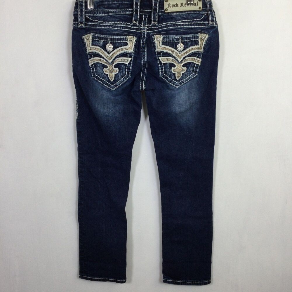 Rock Revival Women's Distressed Karla Capri Jeans Straight Leg Blue Size 26 - Picture 9 of 16